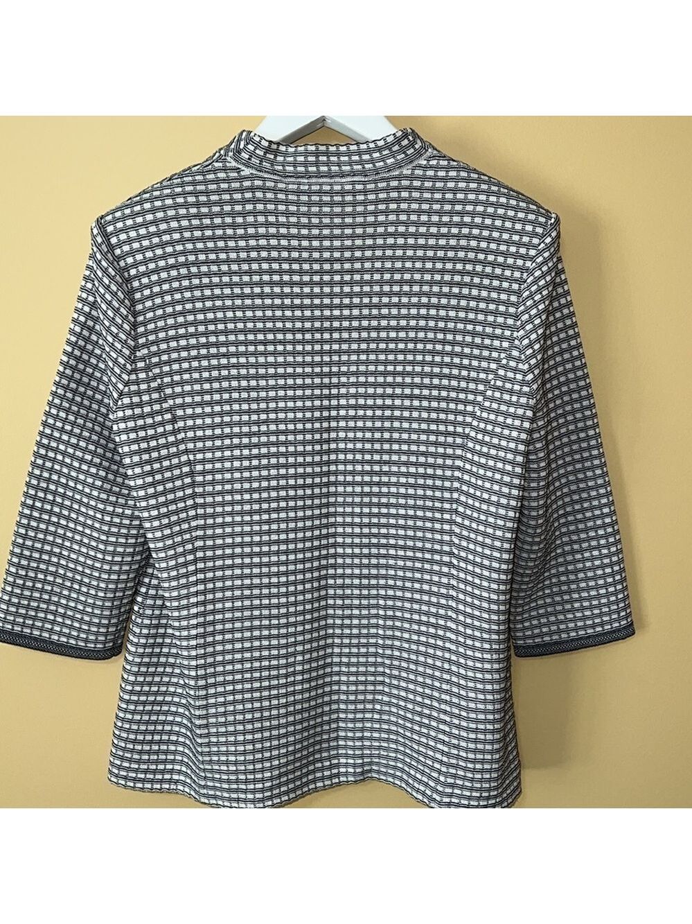 MING WANG women’s one- button jacket. Black/ cream design. Large - Picture 2 of 8